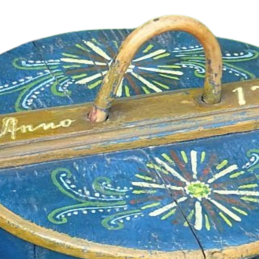 Antique Swedish Folk Art Painted Wooden Box – Hand-Painted Floral Storage Chest, Dated 1783