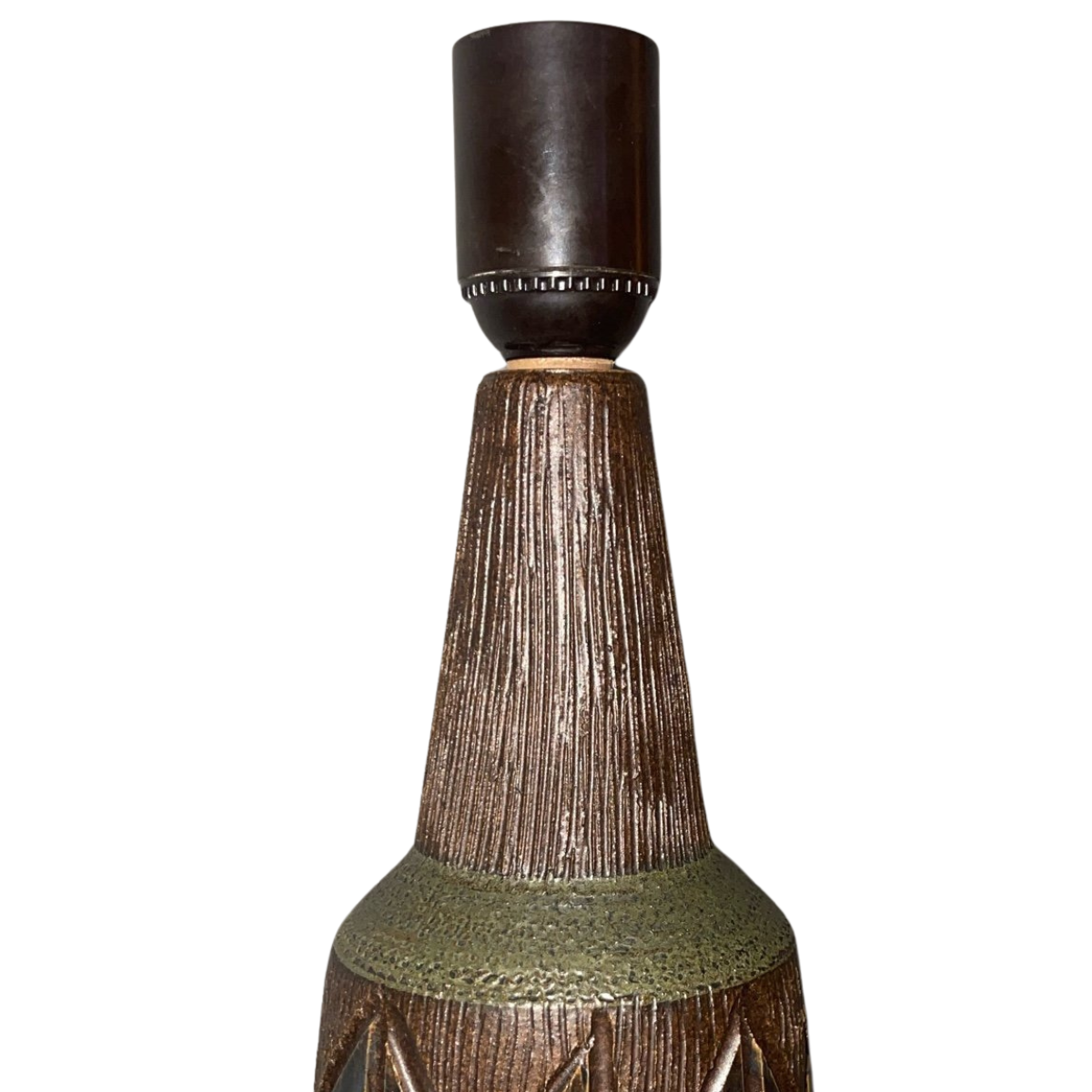 Brutalist ceramic lamp base – hand crafted mid century pottery lighting, vintage studio art design