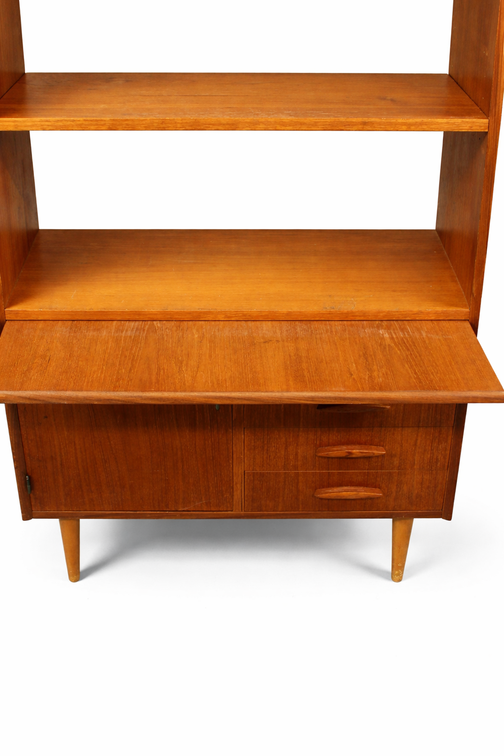 Danish Teak Bookcase Cabinet with Drawers – Scandinavian Mid-Century 1960s, authentic vintage teak furniture, timeless charm