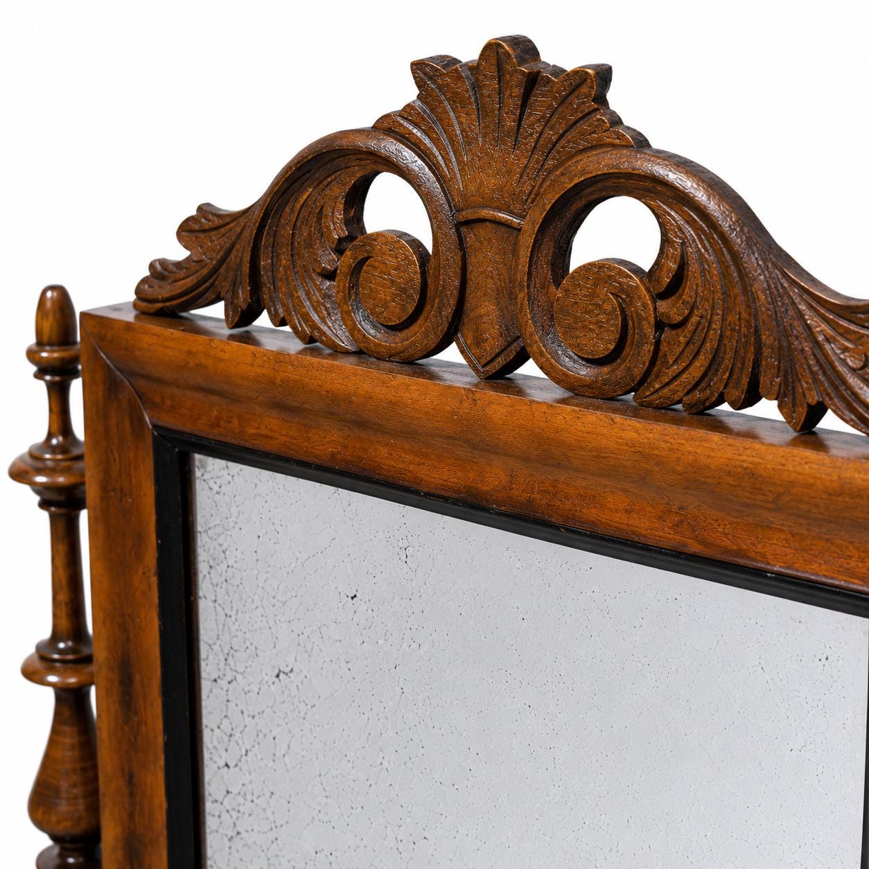 Dressing Table Mirror with Drawer, Tilting Carved Walnut Vanity, Biedermeier Empire Style, Sweden __etsy:8142821048