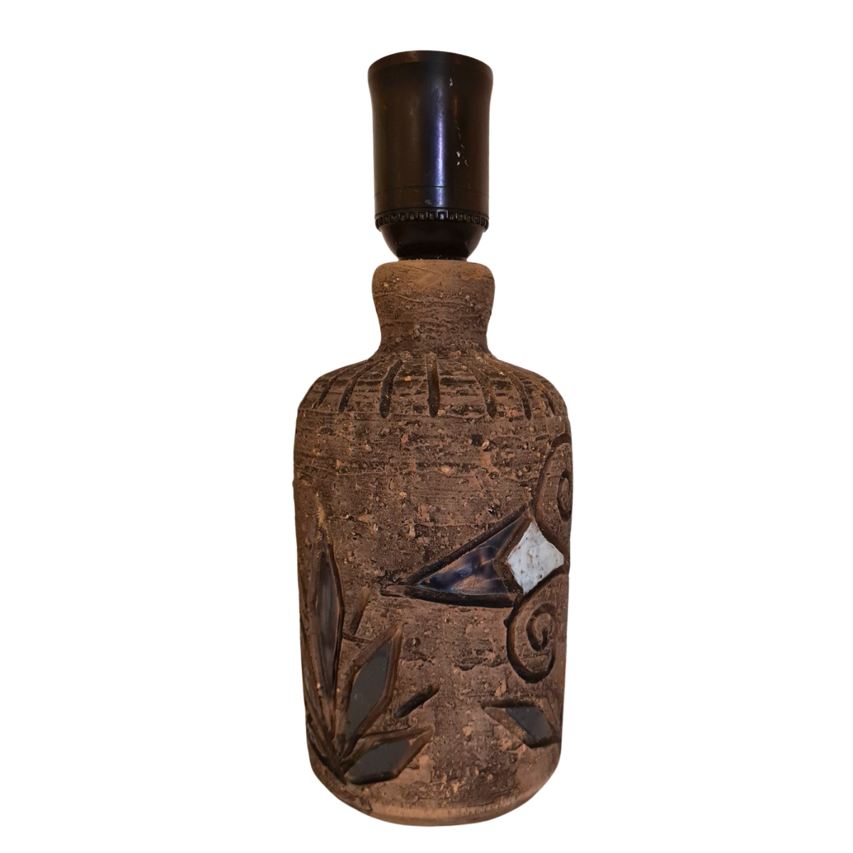 Brutalist ceramic lamp base – hand crafted mid century pottery lighting, vintage studio art design