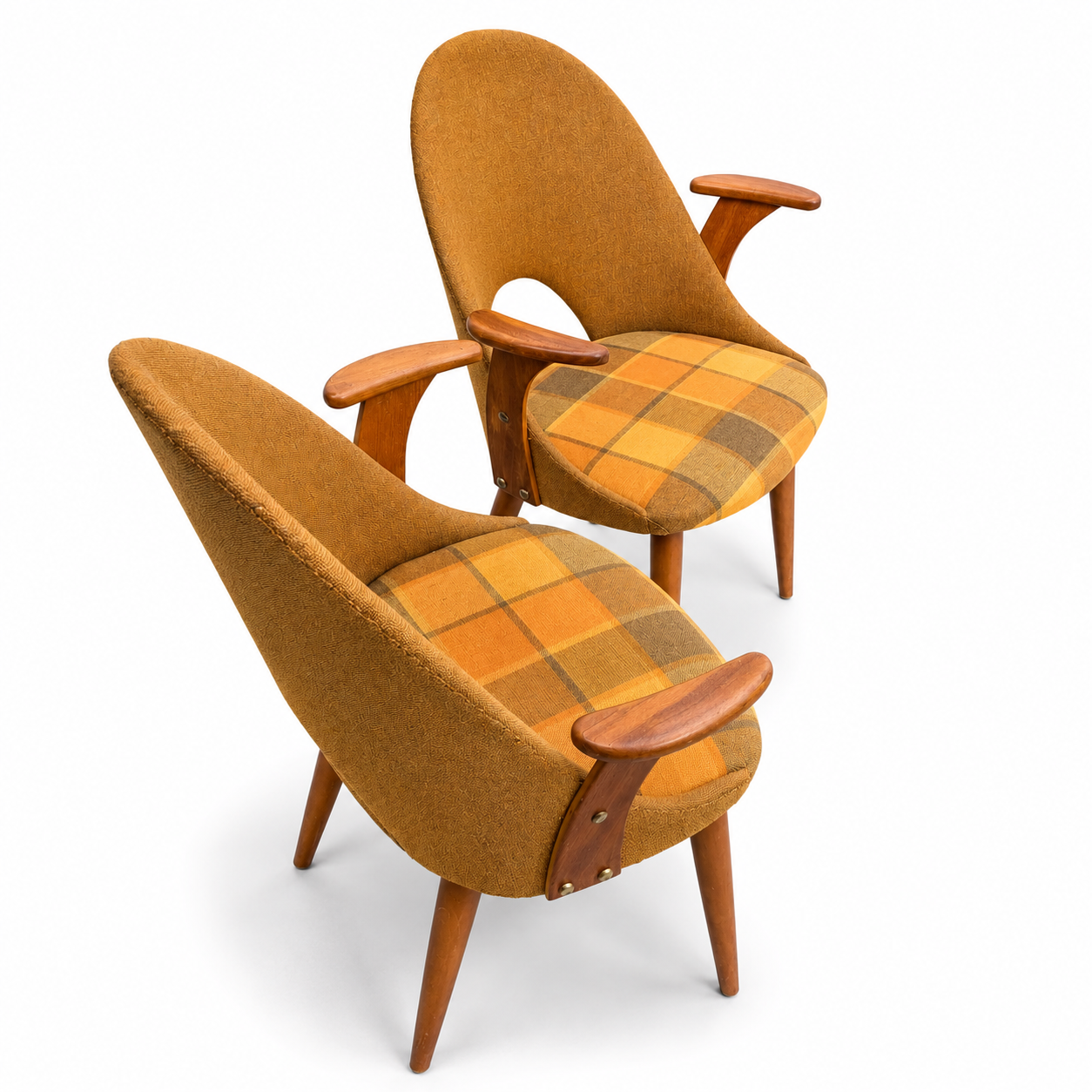 Rare Sculptural Mid-Century Modern Teak Lounge Chairs – Pair – 1960s Danish Style