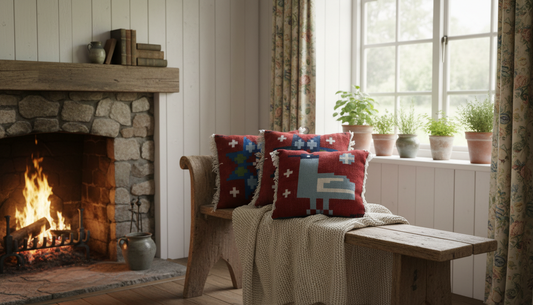 Vintage Scandinavian Folk Art Cushions – Set of 3