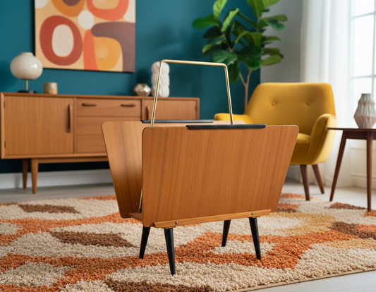 Vintage teak Wood Magazine Rack - Mid-Century Scandinavian Decor