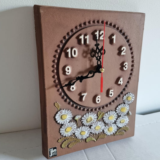 Wall clock "Prästkrage" JIE Keramik / Gantofta Sweden / Vintage /70s