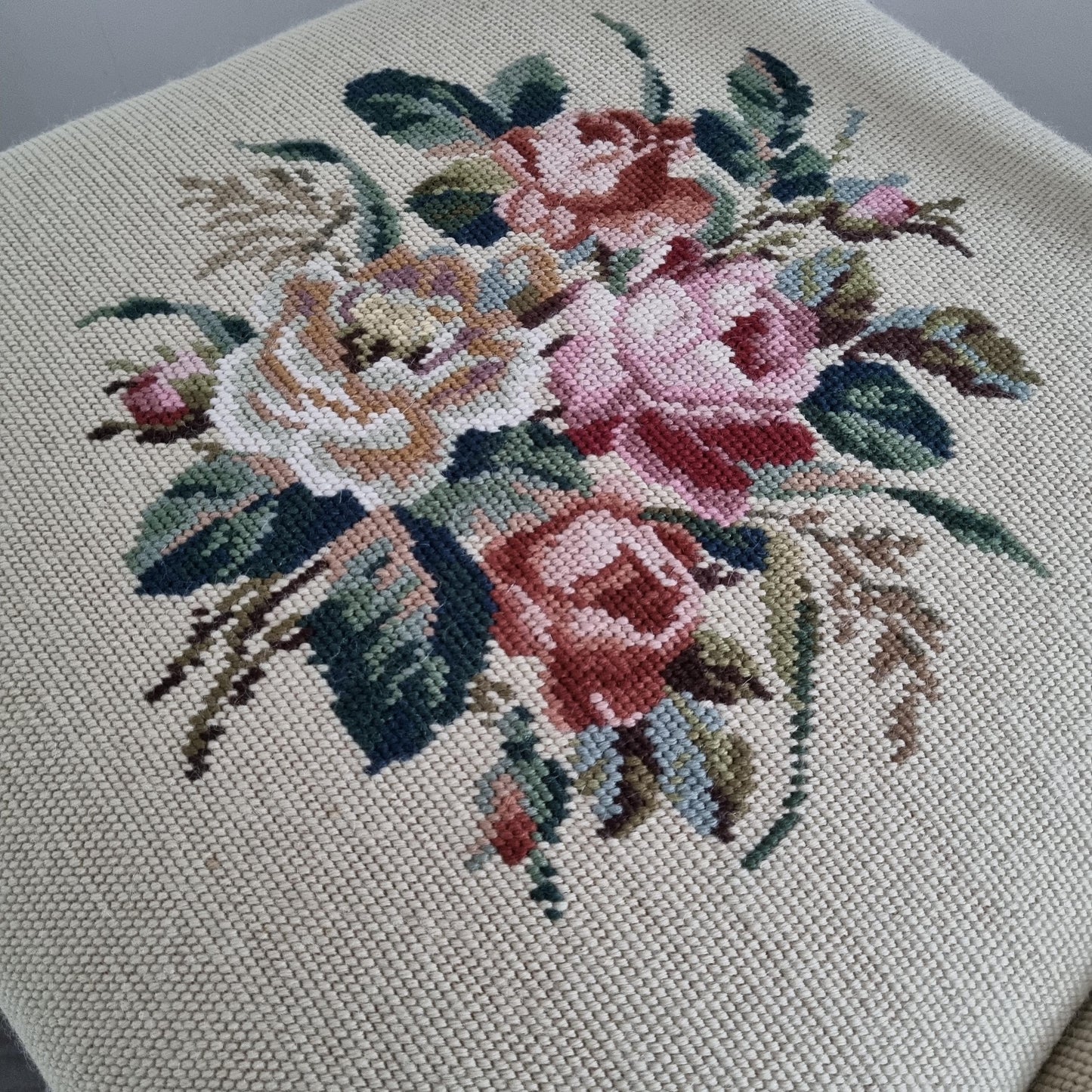 Vintage Chair – 1920s Swedish Painted Wood with Floral Needlepoint Upholstery | 1 or Pair Available