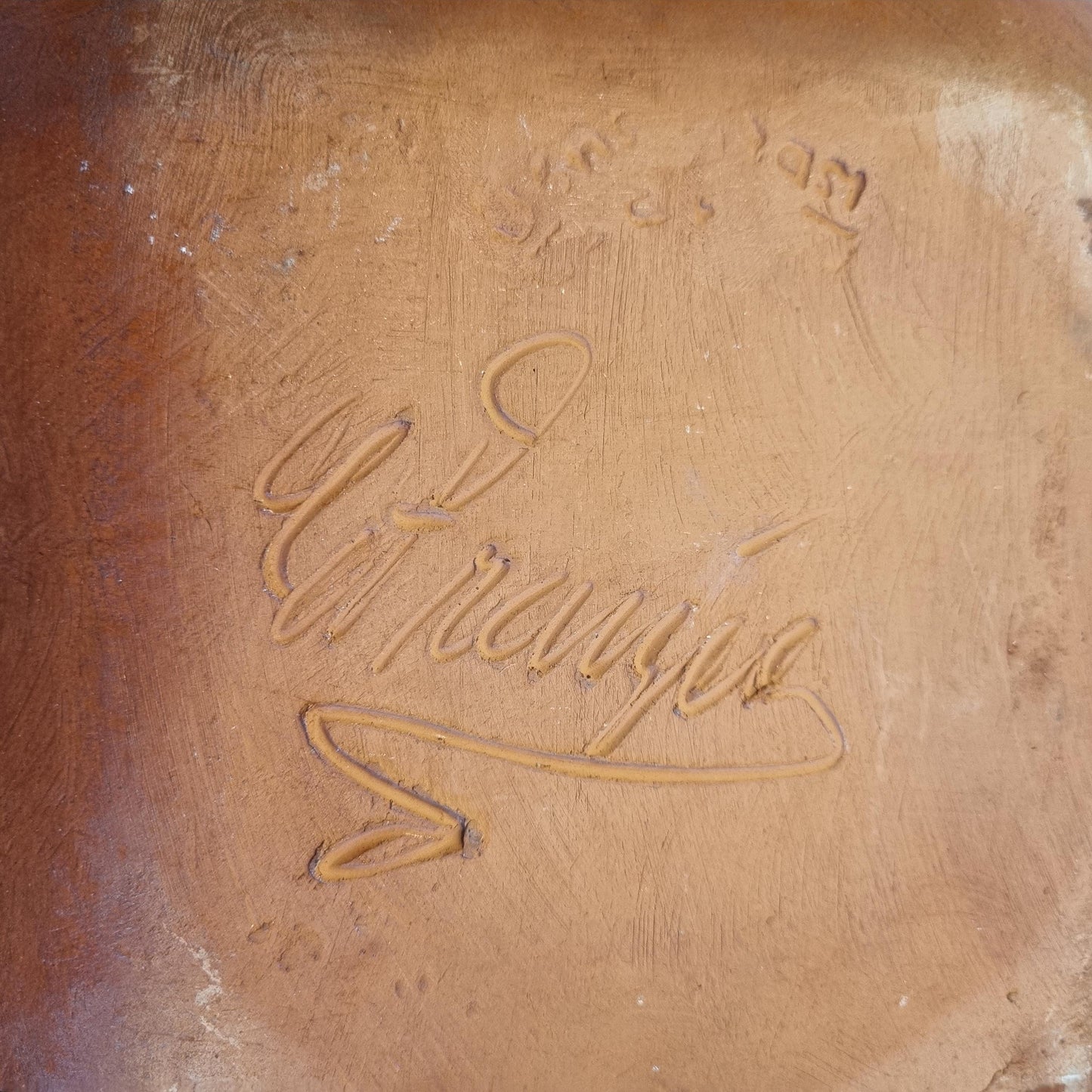 Signed Mid-Century Scandinavian Pottery Wall Plate: Hand-Painted Rural Scene