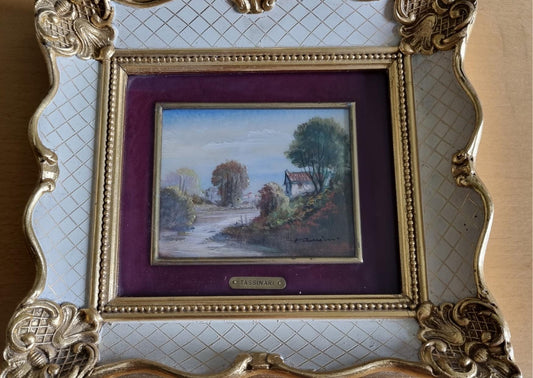 Vintage Tassinari Landscape Painting - Gold Gilded Ornate Frame