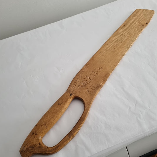 Antique Hand-Carved Butter Paddle 1866 - Scandinavian Folk Art
