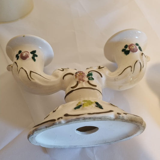 Porcelain Candle Holders – Hand-Painted Vintage Pair