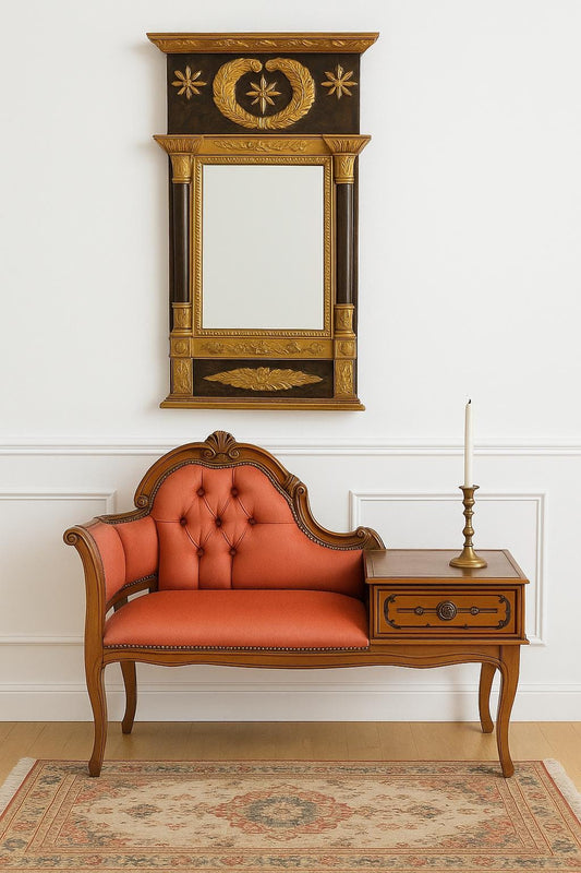 Regal Swedish Empire Mirror - Exquisite Neoclassical Accent - Vintage Gilded Wall Decor