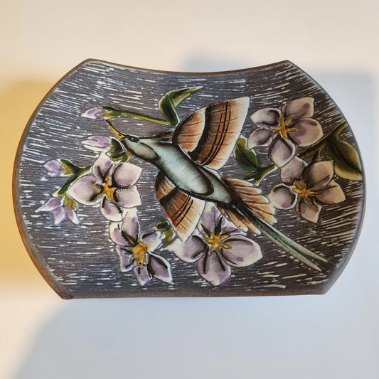 Vintage Hand-Painted Swedish Ceramic Plate: Allingsås Bird & Floral Decor