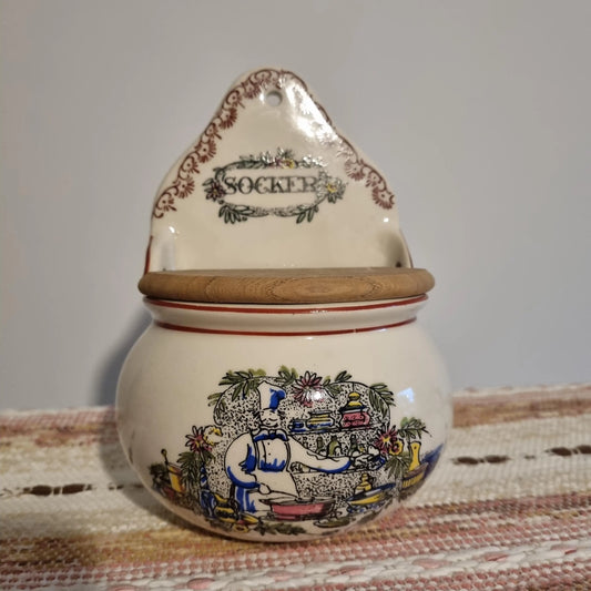 Vintage Danish Ceramic Sugar Jar: Åksini Stentøj, Scandinavian Kitchen Decor