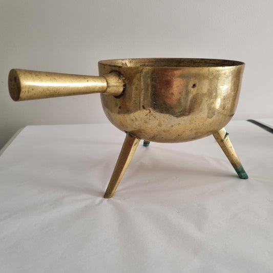 Antique Swedish Bronze Cauldron: Rustic Farmhouse Decor, Three-Legged Pot