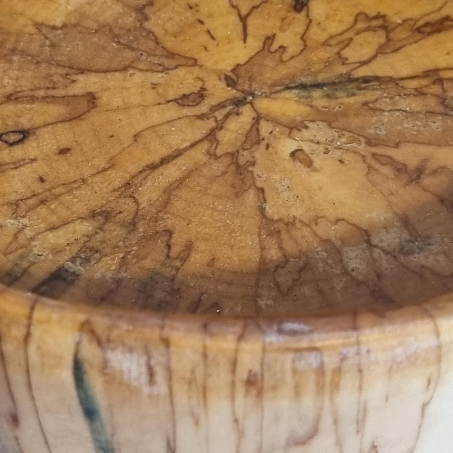 Hand-Turned Spalted Wood Bowl – Unique Artisan Piece with natural wood grain and intricate spalting patterns