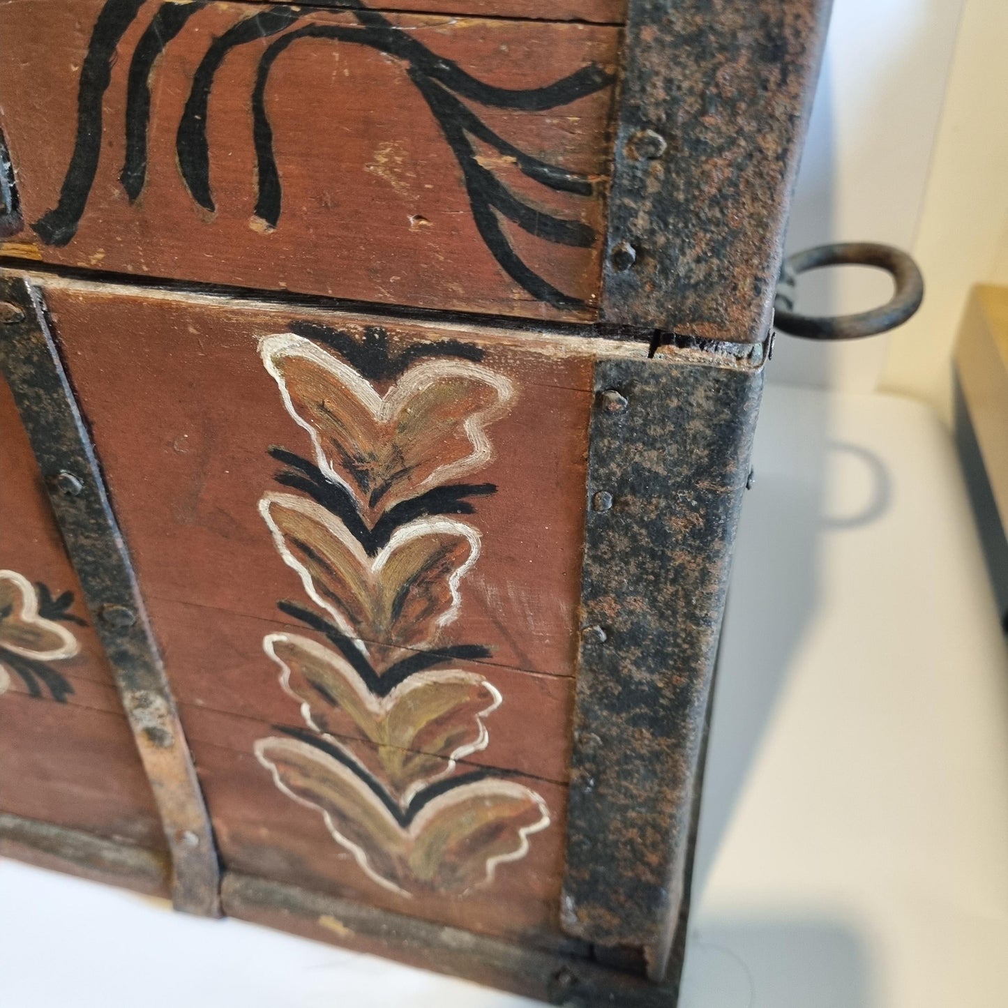 Antique Swedish Kurbits Chest: 1854 Dalarna Folk Art Painted Trunk