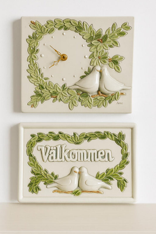Vintage Jie Gantofta Ceramic Wall Plaques - Aimo Nietosvuori Floral Design - Set of 2