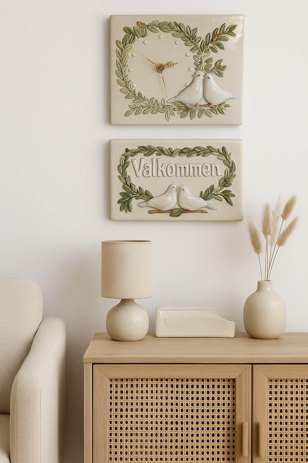 Vintage Jie Gantofta Ceramic Wall Plaques - Aimo Nietosvuori Floral Design - Set of 2