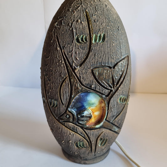 Brutalist Ceramic Table Lamp: Mid-Century Modern Tilgmans Swedish Keramik