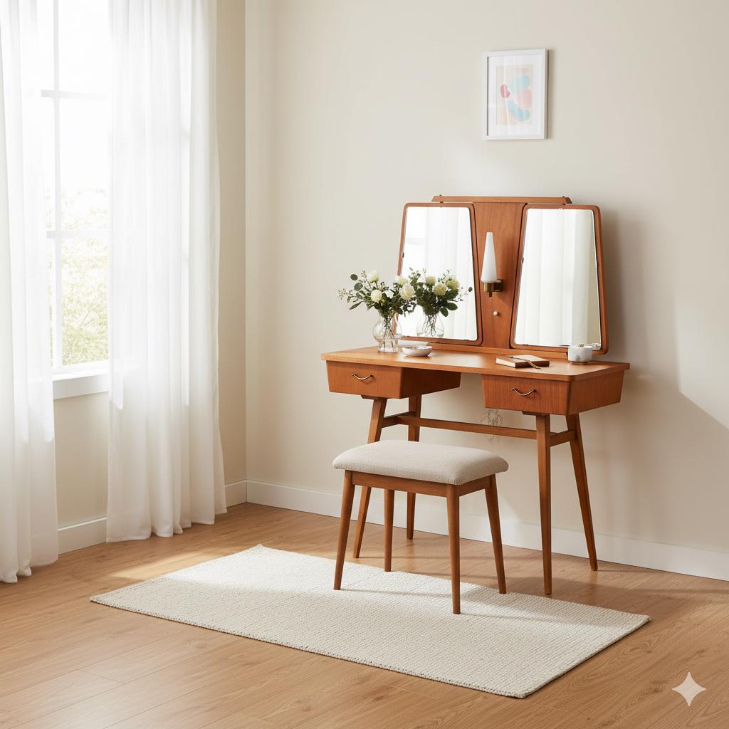 Mid Century Modern Danish teak vanity table/ make up table by Svante Skogh, 1960s