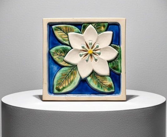 Vintage Swedish Ceramic Wall Plaque – Handcrafted Floral Relief, Signed