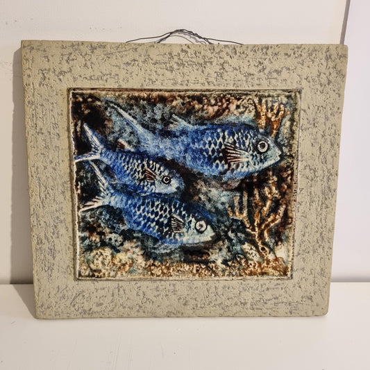 Vintage Karlsruher Majolika Ceramic Wall Plaque – Handcrafted Mid-Century German Art, 1950s