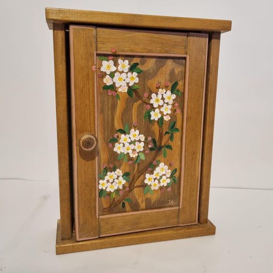 Handpainted Rosemaling Key Cabinet, Nordic Folk Art Hanging Key Holder