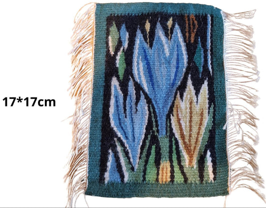 Scandinavian Folk Art Woven Set - Three 1960s Swedish Textile Wall Hangings - Mid-Century Floral Design