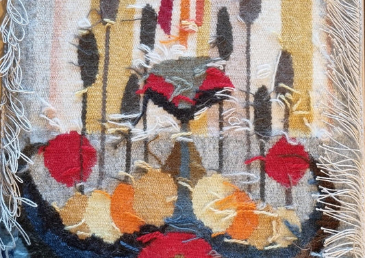 Vintage Viking Ship Tapestry | Mid-Century Modern Woven Wall Art