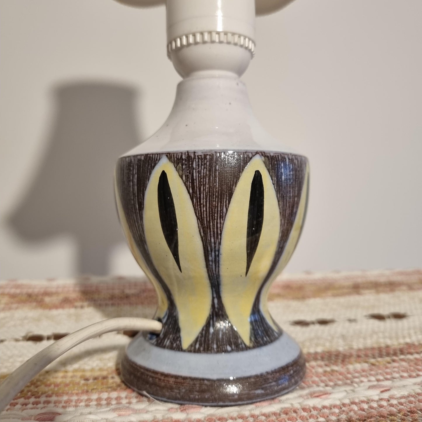 Hand-Painted Ceramic Table Lamp: Mid-Century Swedish Allingsås Style with authentic vintage charm and timeless Scandinavian design