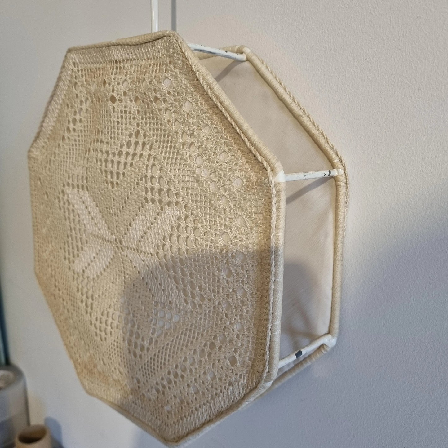 Vintage Swedish Crocheted Lace Pendant Lamps (Set of 2)