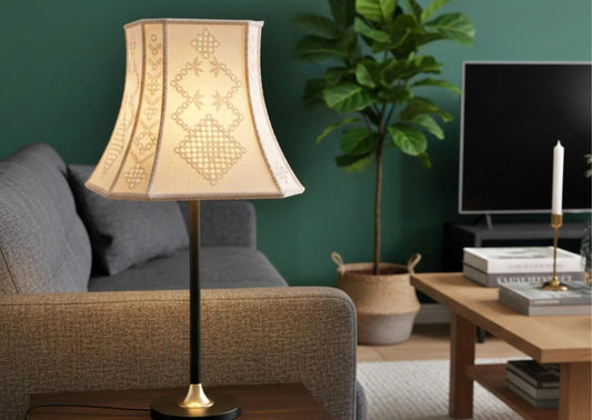 Vintage Hardanger Lace Lampshades – Cream Cottagecore Pair, 12 inch