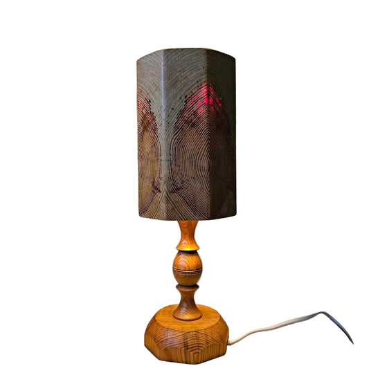 Leif Wikner Pine Wood Table Lamp – Signed Scandinavian Mid-Century Modern Design