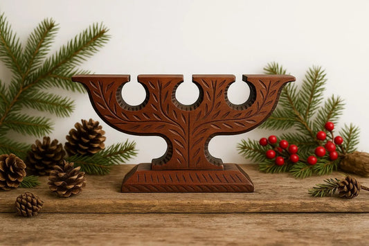 Hand Carved Pine Candle Holder: Swedish Folk Art, Bengt Larsson