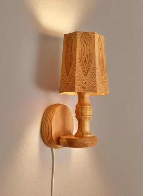 Vintage Scandinavian Pine Wall Light – Handmade Swedish Wooden Sconce, 1970s