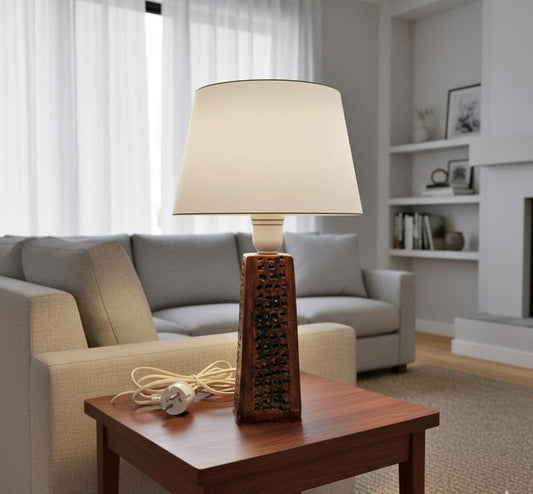 Brutalist ceramic lamp base – hand crafted mid century pottery lighting, vintage studio art design