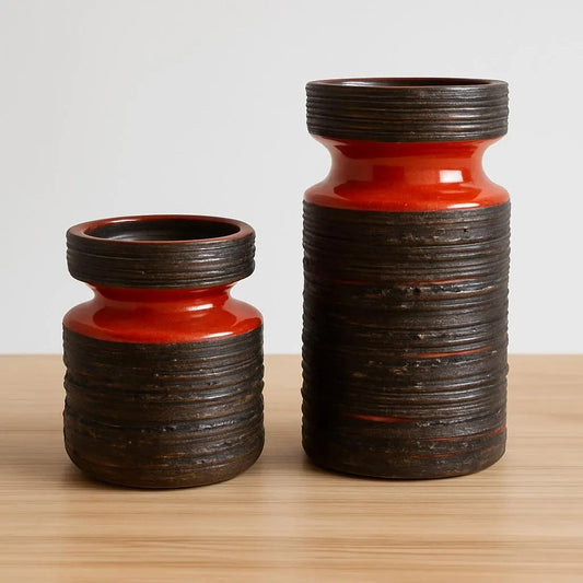 Handmade Scandinavian Ceramic Vase Set: Rustic Japandi Decor