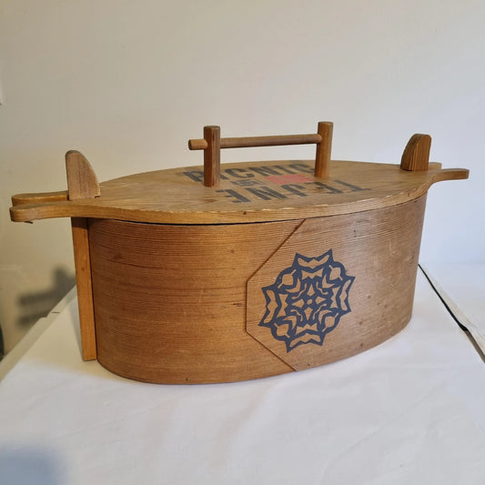 Vintage Danish oval wooden picnic box