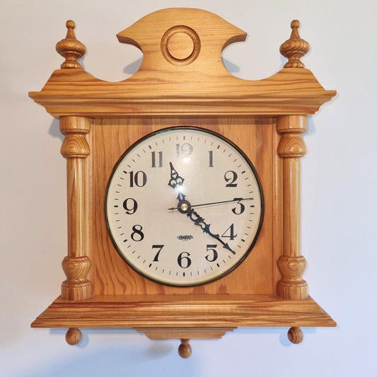 Vintage Scandinavian Home Decor - Rustic Pine Wood Wall Clock