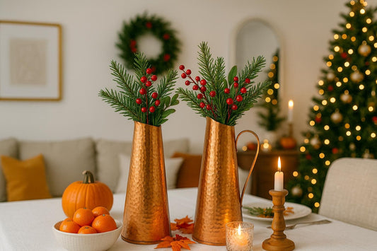 Mid Century Modern Hammered Copper Jug: Swedish Vase, 1960s MCM Decor