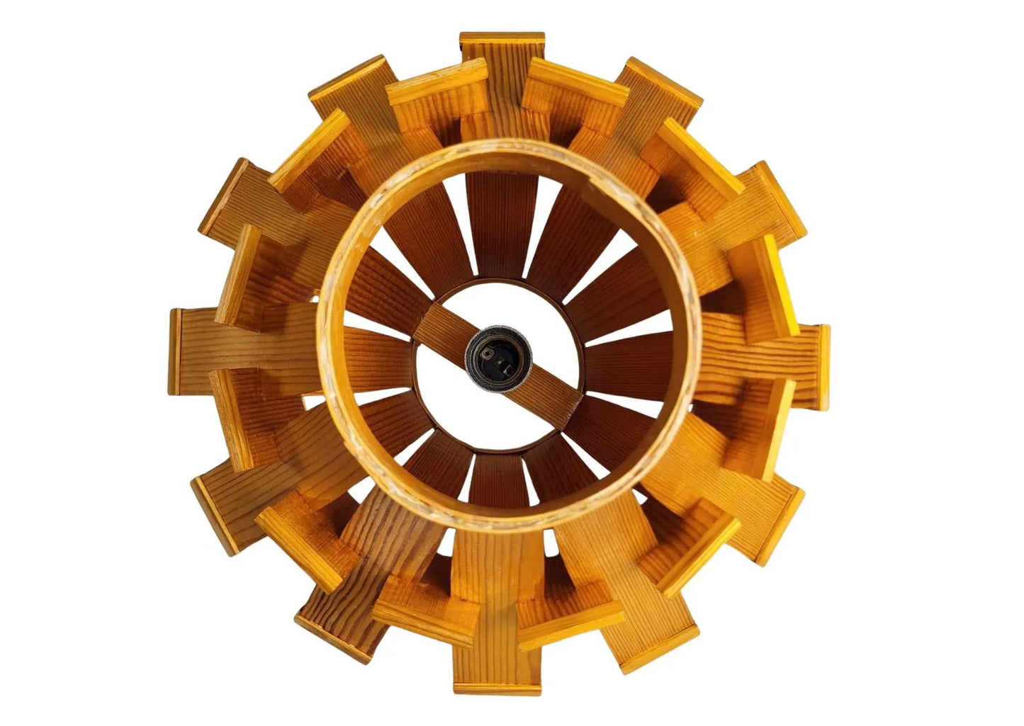 Vintage Scandinavian Wooden Ceiling Pendant Lamp – Hand-Carved Design, Rare Nordic Lighting