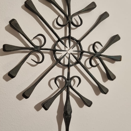 Hand-Forged Horseshoe Nail Candle Holder – Rustic Wall Decor – Wrought Iron Industrial Art