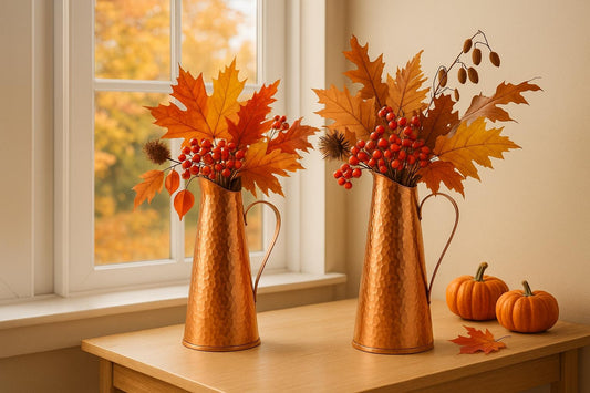 Mid Century Modern Hammered Copper Jug: Swedish Vase, 1960s MCM Decor