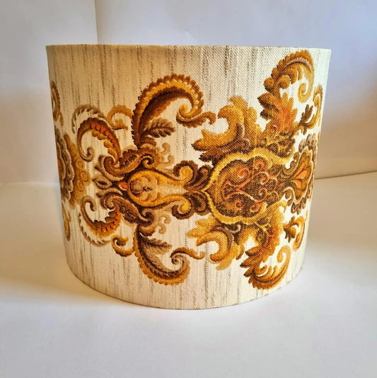 Gold Baroque Fabric Lampshade: Retro 70s Home Lighting