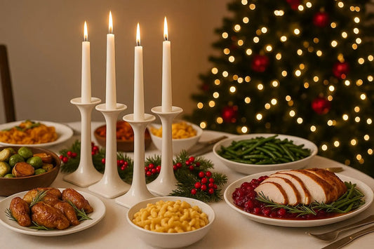 Vintage Porcelain Taper Candle Holder Set - Scandinavian Wabi Sabi Decor