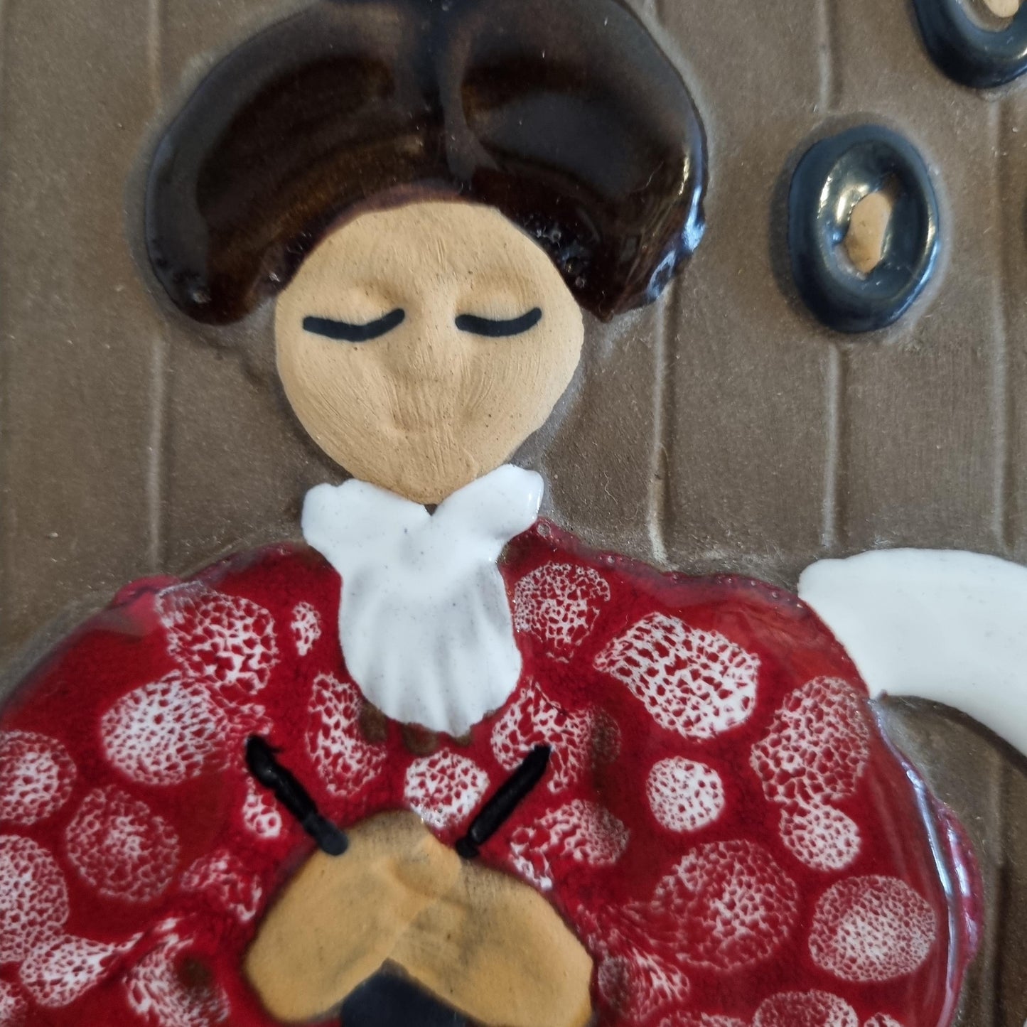 Vintage Swedish Wall Plaque: Helsingborg Pottery Lady Deco 327