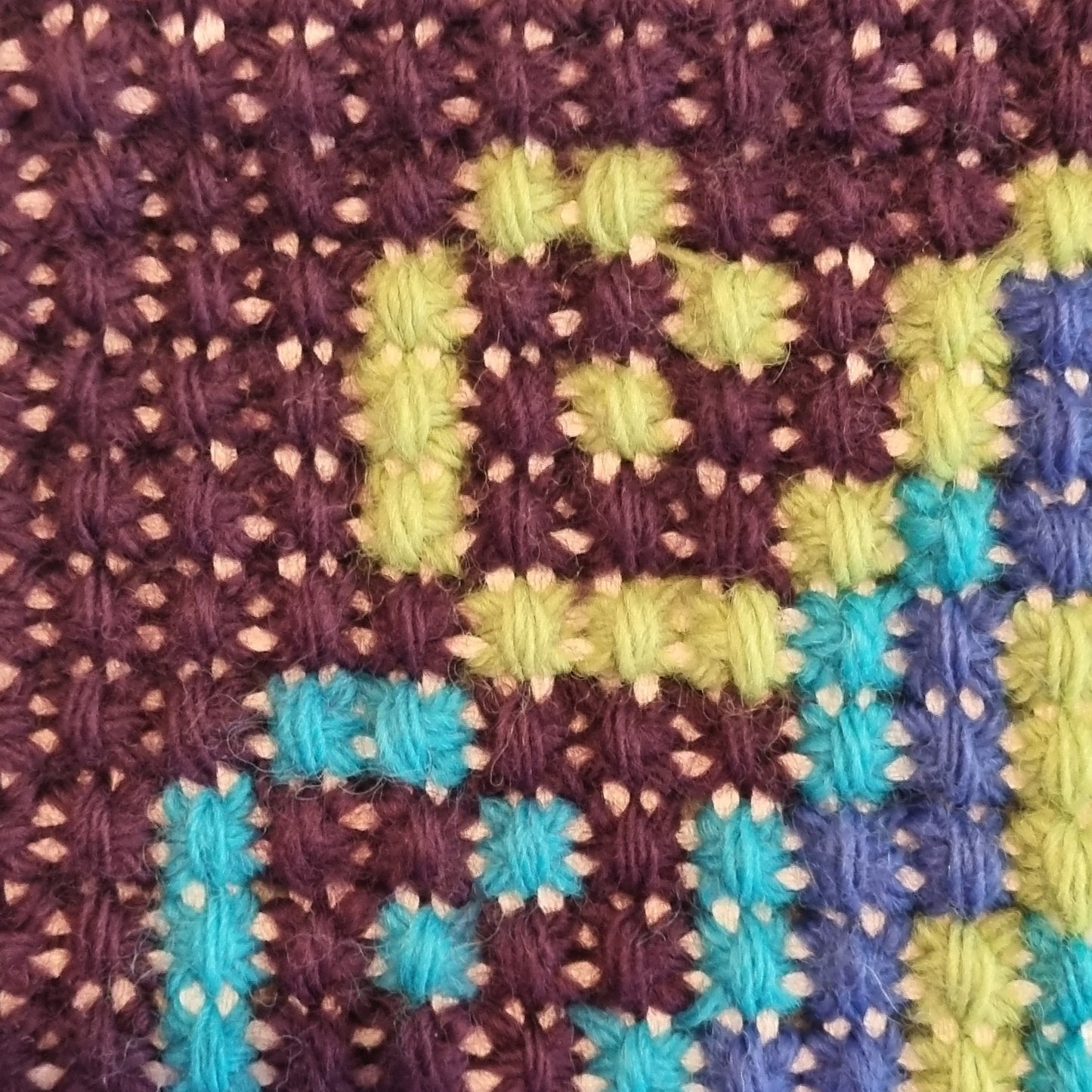 Vintage Swedish Needlepoint Geometric Wall Hanging