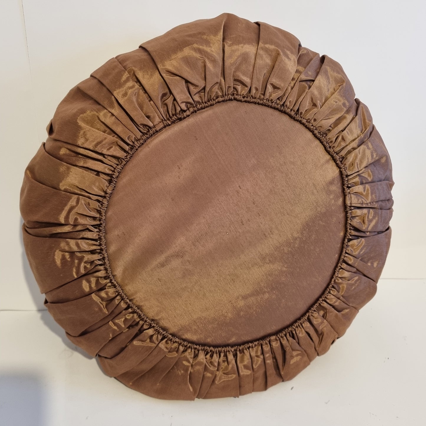 Vintage Embroidered Floral Throw Pillow: Beige Ruffled Cushion