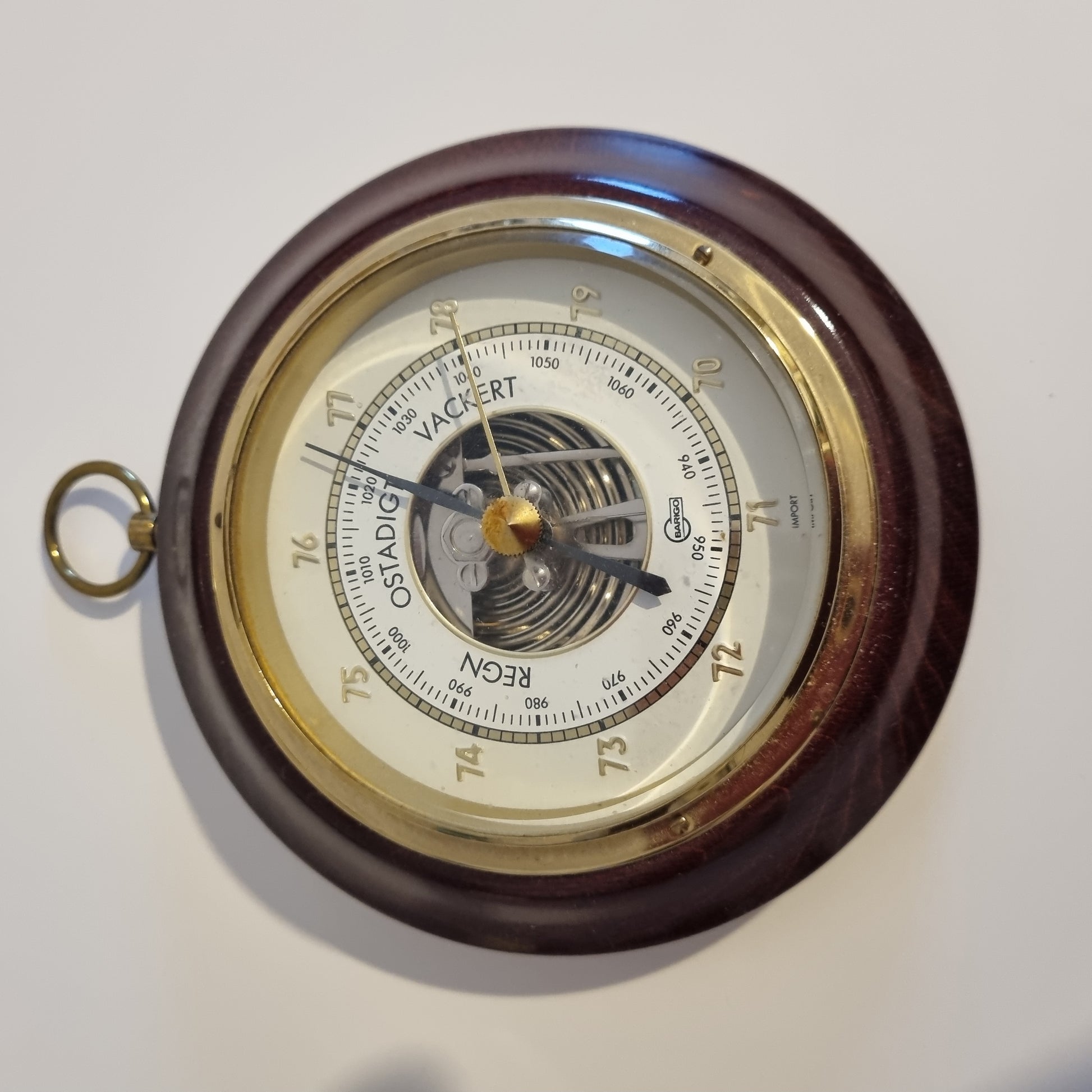 Vintage Wall Barometer – Mahogany & Brass Weather Instrument with authentic vintage charm, timeless Scandinavian mid-century style