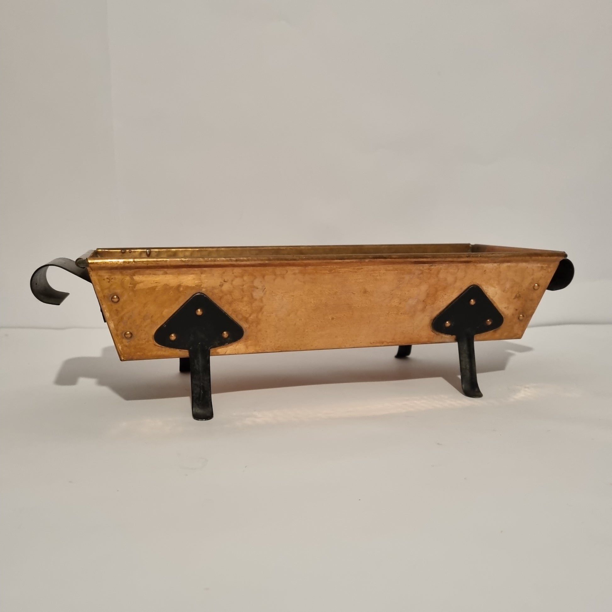 Vintage Hammered Copper Advent Candle Tray – 4 Pillar Candles, Iron Legs & Handles with authentic vintage timeless charm